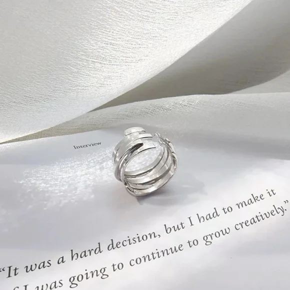 NEW 925 STERLING SILVER MULTILAYER ADJUSTABLE RING, CUTE RING, SHINY RING. - Picture 4 of 5